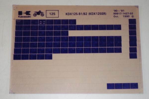 Microfich Ersatzteilkatalog Kawasaki KDX125 SR B1 / B2 Model 1990-91 Stand 10/90