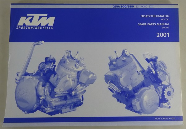 Teilekatalog Motor KTM 250 / 300 / 380 SX / MXC / EXC Modelljahr 2001