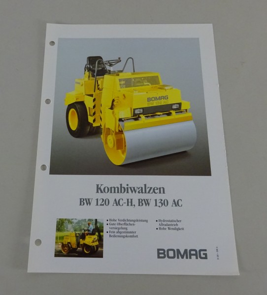 Prospektblatt / Broschüre Bomag Kombiwalzen BW 120 AC-H / 130 AC Stand 08/1991