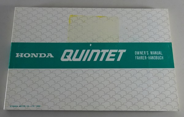 Betriebsanleitung / Owner´s Manual Honda Quintet Stand 1980