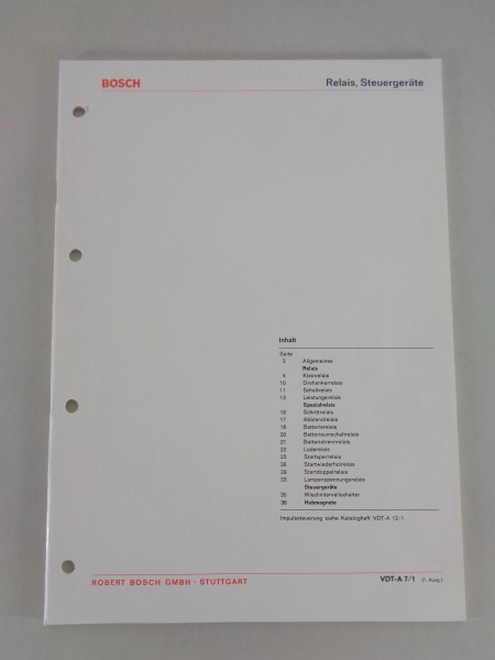 Ausrüstungskatalog / Technische Info Bosch Relais & Steuergeräte Stand 09/1973