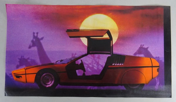 Originales Poster BMW Turbo X1 Designstudie aus den 70er Jahren Stand 1972