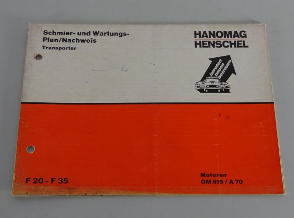 Scheckheft / Wartungsheft blanko Hanomag Transporter F20, F25, F30, F35 von 1973