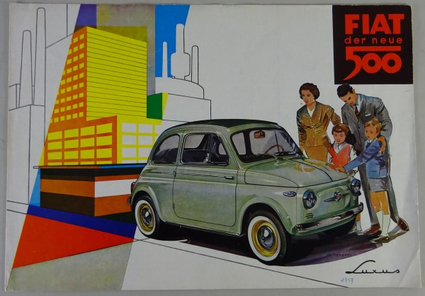 Prospekt / Prospektblatt | Fiat 500 mit Händlerstempel | Stand 1959