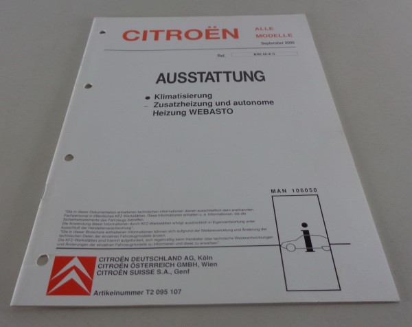 Werkstatthandbuch Citroen Ausstattung Zusatzheizung und autonome Heizung WEBASTO