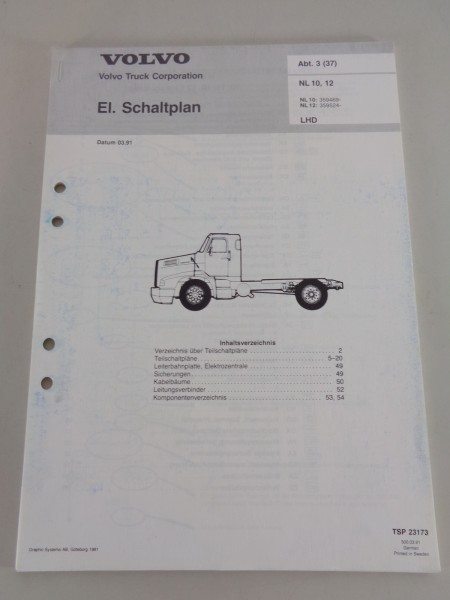Werkstatthandbuch Elektrik / Schaltpläne Volvo NL 10, NL 12 LHD Stand 03/1991