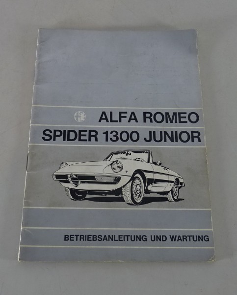 Betriebsanleitung Alfa Romeo Spider 1300 Junior Fastback Stand 09/1971