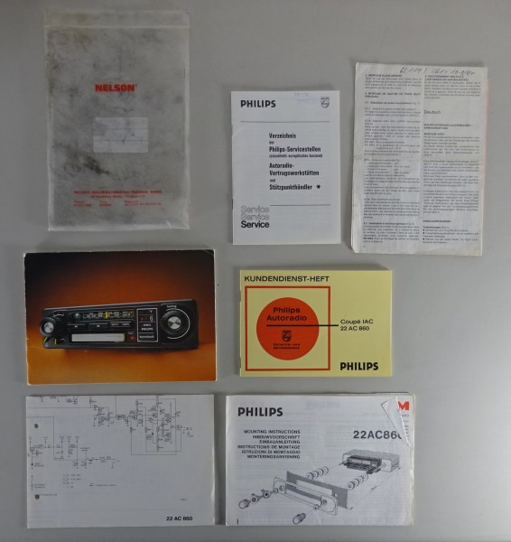 Bordmappe + Betriebsanleitung Philips Autoradio 860 Stand 1976