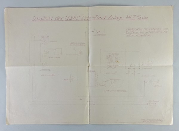 Elektrischer Schaltplan Noris Licht-Zünd-Anlage MLZ Stand 1940