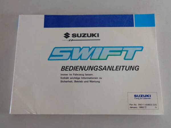 Betriebsanleitung / Handbuch Suzuki Swift Typ EA Stand 01/1992
