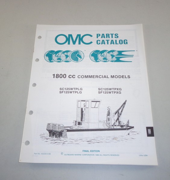 Teilekatalog OMC Bootsmotor Außenborder 1800 cc Commercial Models von 1988