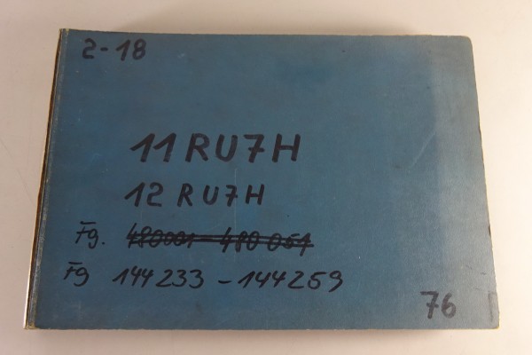 Teilekatalog / Ersatzteilliste Büssing Trambus 11+12 RU 7 H Stand 03/1962