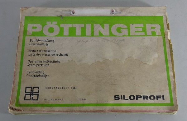 Ersatzteilliste/ Betriebsanleitung Pöttinger Ladewagen Siloprofi Stand 1984