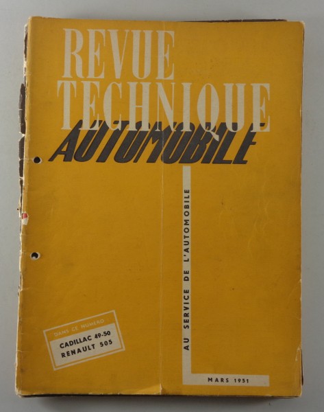 Reparaturanleitung Revue Technique Cadillac 1949-1950 / Renault 505 03/1951