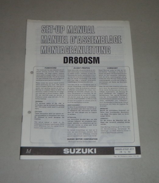 Montageanleitung / Set Up Manual Suzuki DR 800 S Stand 02/1991