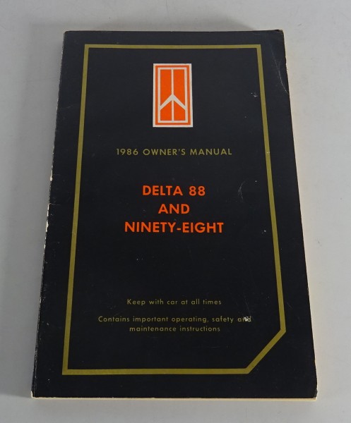 Owner´s Manual / Handbook Oldsmobile Delta 88 & Ninety Eight Stand 1986
