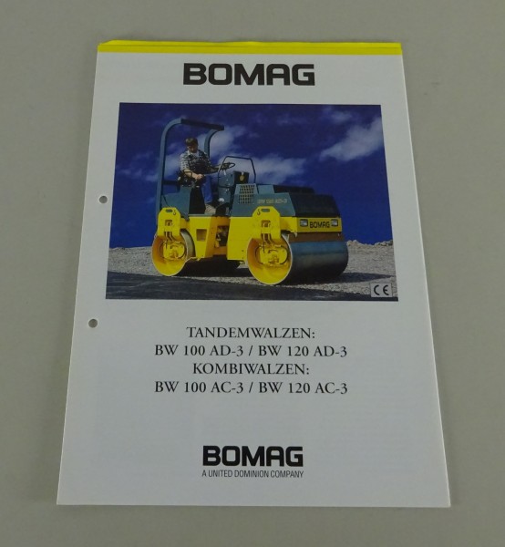 Prospekt Bomag Tandemwalzen / Kombiwalzen BW 100 AC/D-3 / 120 AC/D-3 von 02/1995