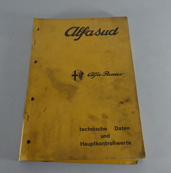 Werkstatthandbuch Alfa Romeo Alfasud Techn. Daten + Kontrollwerte von 10/1972