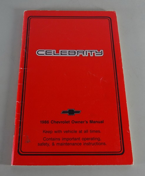 Owner´s Manual / Handbook Chevrolet Celebrity Stand 1986