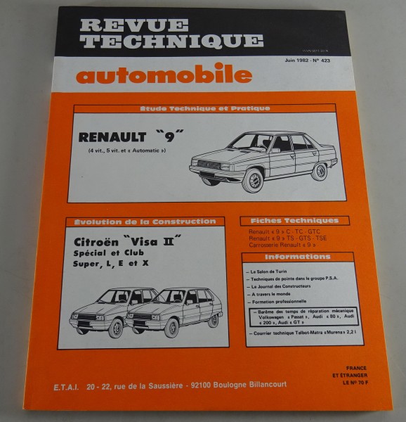 Reparaturanleitung Revue Technique Renault R9 / Citroën Visa II Stand 06/1982