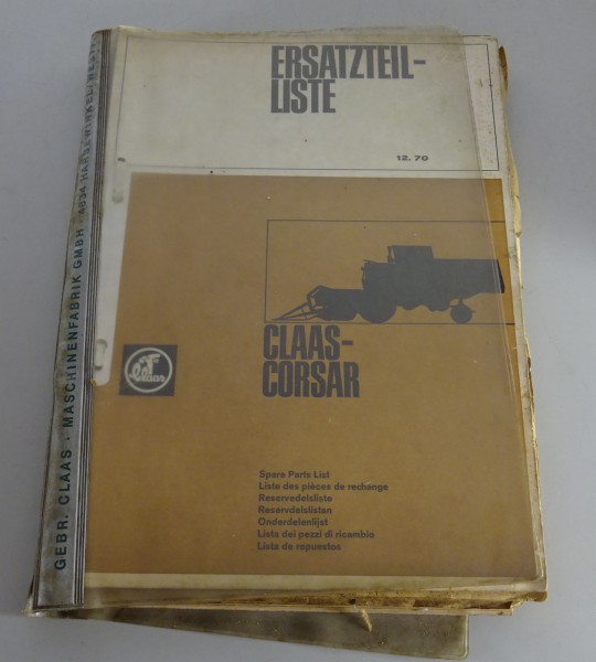 Teilekatalog / Ersatzteilliste Claas Mähdrescher Corsar Stand 12/1970