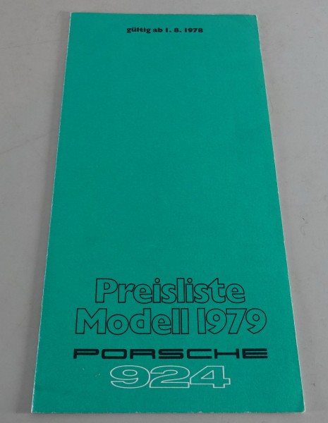 Preisliste Porsche 924 Modelljahr 1979