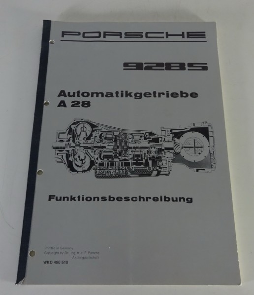 Werkstatthandbuch Porsche 928 S 300 PS Automatisches Getriebe A 28 Stand 07/1983