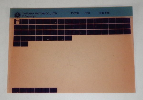Microfich Parts Catalogue / Ersatzteilkatalog Yamaha TY 250 Stand 1978