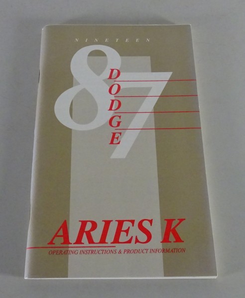 Owner´s Manual / Handbook Dodge Aries K Stand 1987