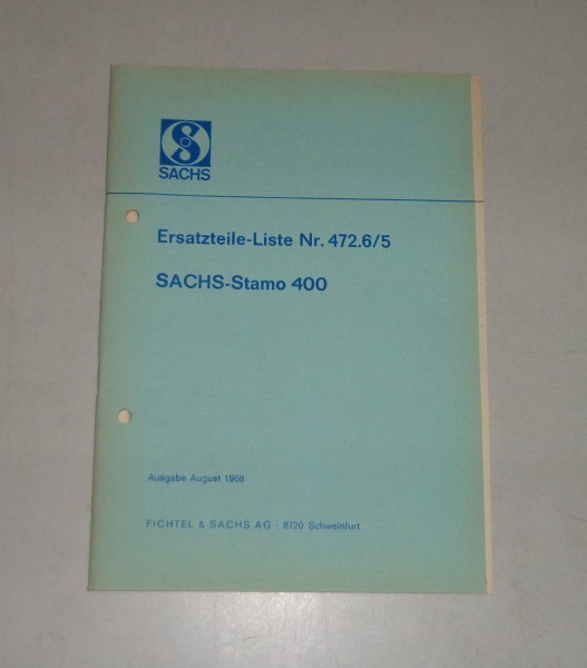 Teilekatalog / Ersatzteilliste Sachs-Stamo Standmotor 400 - St. 08/1968