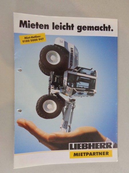 Prospekt / Broschüre Liebherr „Mieten leicht gemacht." Stand 09/1999