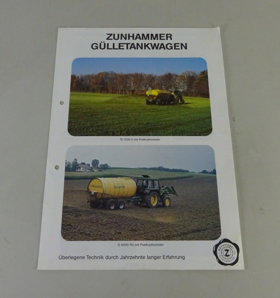 Prospekt / Broschüre Zunhammer Gülletankwagen-Programm