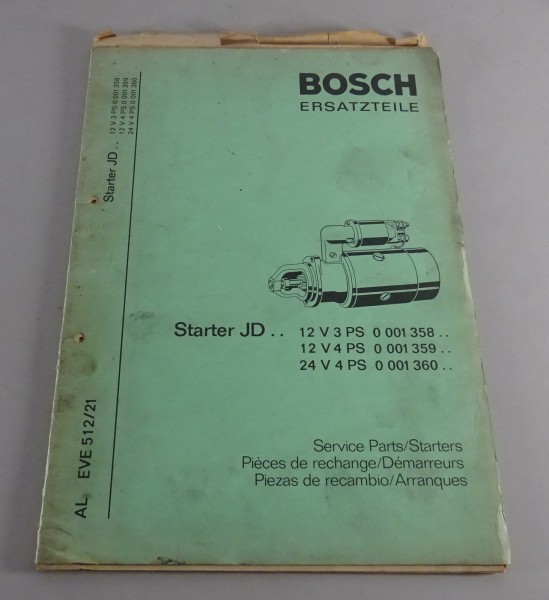 Teilekatalog Bosch Starter JD.. Stand 09/1972