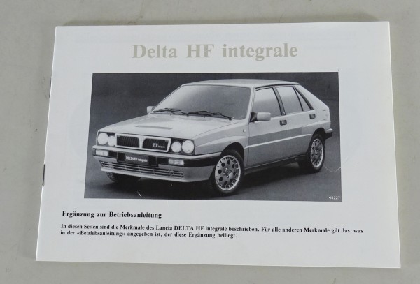 Zusatz - Betriebsanleitung Lancia Delta HF Integrale von 11/1987