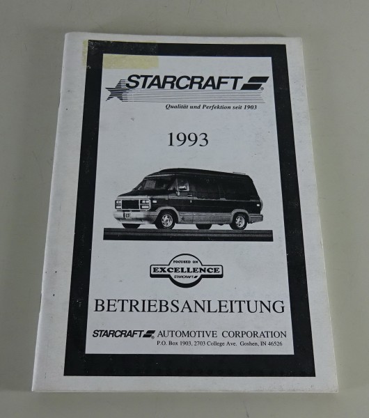 Betriebsanleitung / Options Manual Starcraft für Chevrolet G20 / GMC Vandura ´93