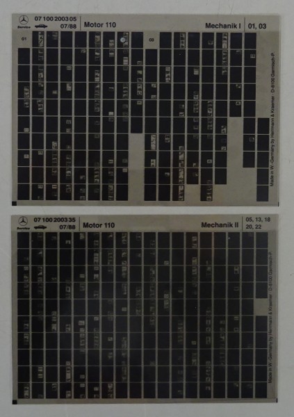 Microfich Teilekatalog Mercedes-Benz Benzin-Motor M 110 Mechanik I - II 07/1988