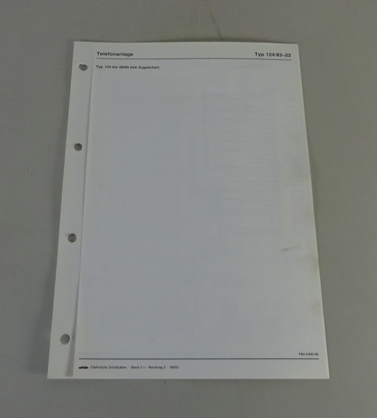 Schaltplan Mercedes-Benz W124 Telefonanlage Stand bis 08/1989
