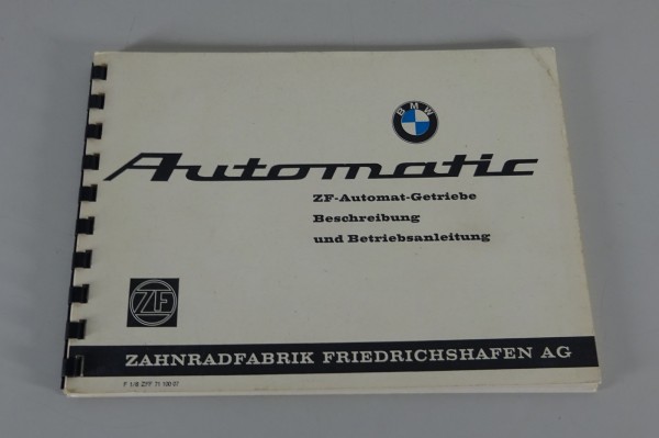 Betriebsanleitung BMW ZF Automatik-Getriebe 3 HP-12 / 3 HP-20 Stand 1971