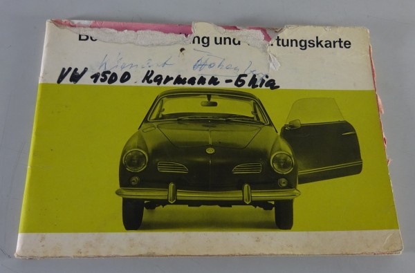 Betriebsanleitung + Wartungskarte | VW Karmann Ghia 1500 Typ 14 | Stand 03/1968