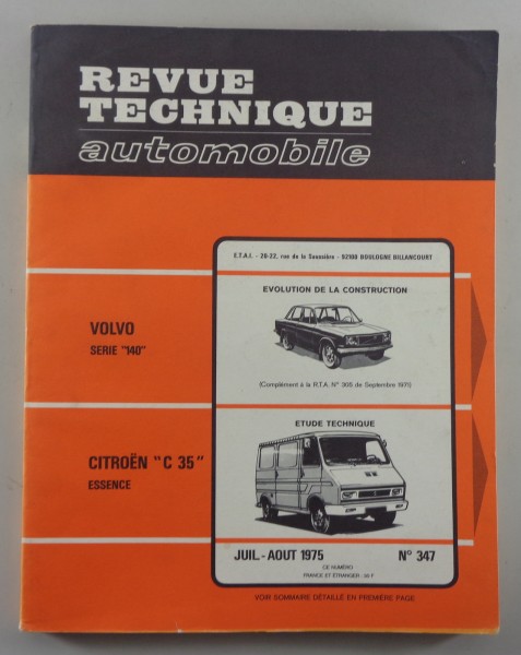 Reparaturanleitung Revue Technique Volvo Serie 140 142 144 145+Citroén C 35 1975