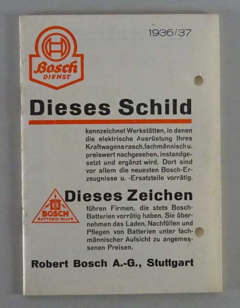 Service-Stellen-Verzeichnis Bosch Dienst von 1936 / 1937