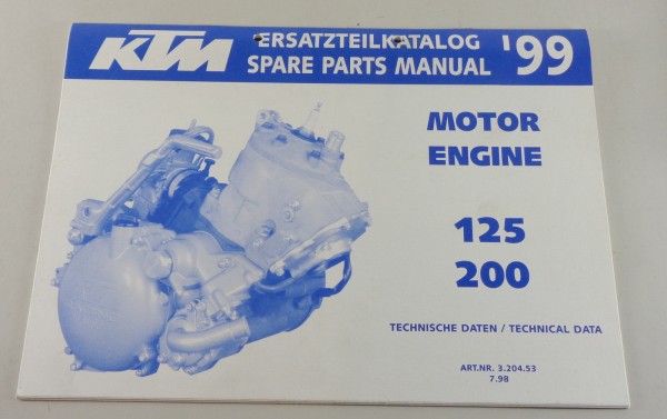 Teilekatalog Motor KTM 125 / 200 Modelljahr 1999 Stand 07/1998