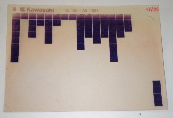 Microfich Ersatzteilkatalog Kawasaki KE 125 A8 Model 1981 Stand 11/80