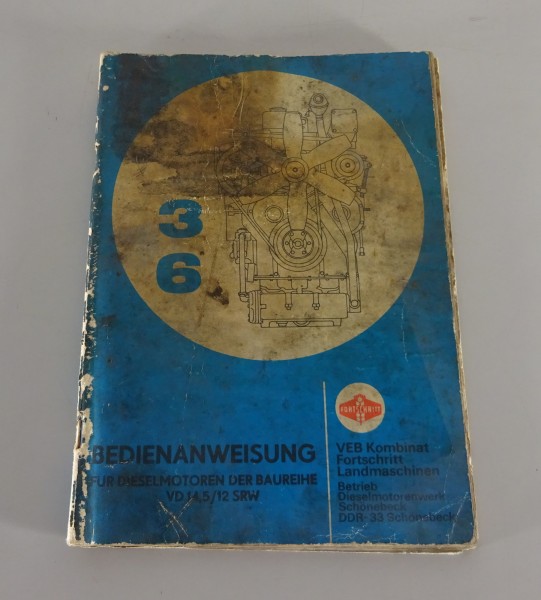 Betriebsanleitung / Handbuch Dieselmotoren 3 & 6 VD 14,5/12 SRW Stand 1976