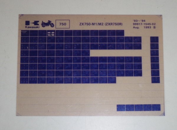 Microfich Ersatzteilkatalog Kawasaki ZXR 750R ZX750 M1/M2 Model 93-94 Stand 8/93