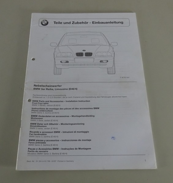 Einbauanleitung BMW Nebelscheinwerfer für E46 Stand 12/1997