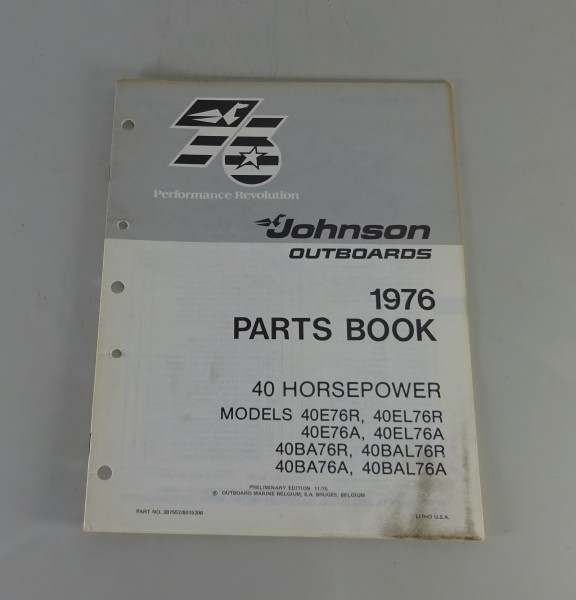 Teilekatalog OMC Johnson Outboards 40 PS Models Stand 11/1975