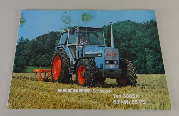 Prospekt / Poster Eicher Schlepper 3085 A - 85 PS + Allrad