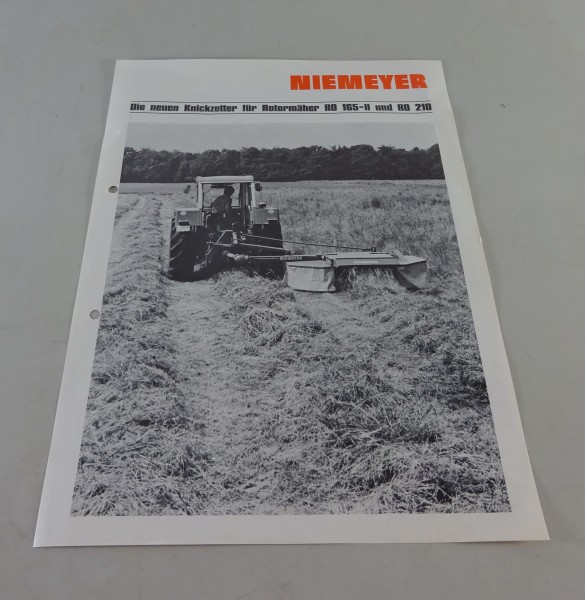 Prospektblatt Niemeyer Knickzetter für Rotormäher RO 165 - II + RO 210 v. 1/1974