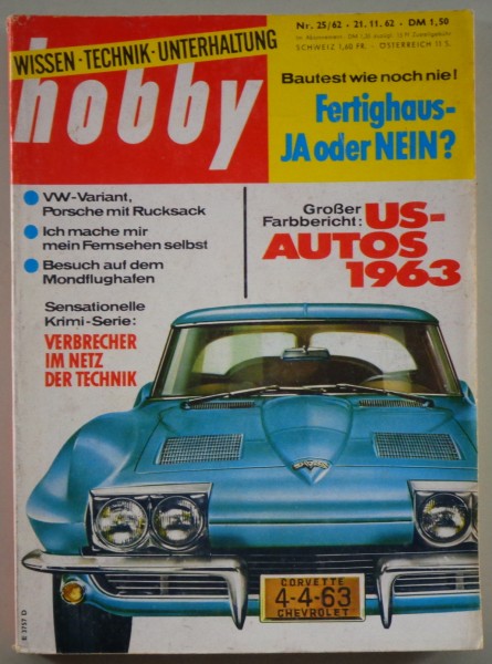 Hobby Magazin Heft Nr. 25 1962 mit Chevrolet Corvette C2 US-Cars